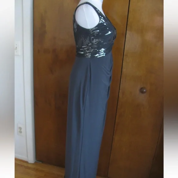Ralph Lauren | Gray Ruched Sequin Dress| Size 6 | NWT - Picture 5 of 11
